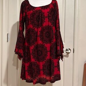 2B Together Red Dress with Black Velvet designs size Large